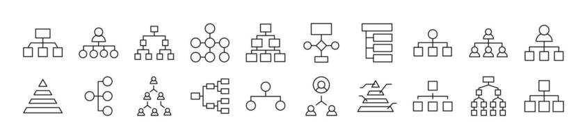 Hierarchy Line Icon Pack. Editable Stroke. Minimalistic Linear Pictogram for Design of Cards, Apps, Banners, Posts vector