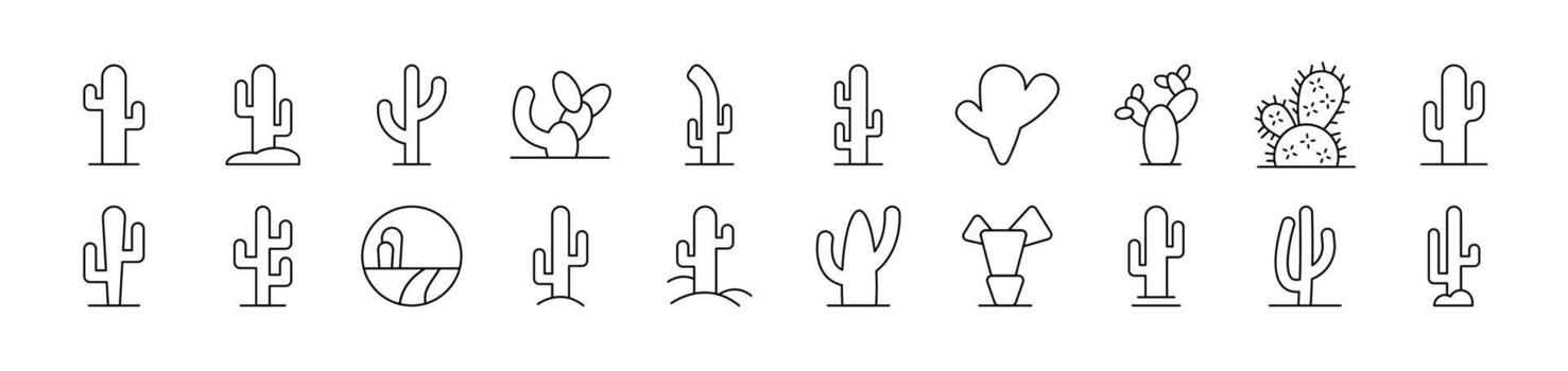 Cactus and Succulent Icon Set for UI, Placards, Books, Apps. Editable Stroke. Suitable for Web Sites, Books, Cards, Apps vector