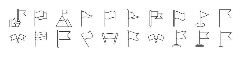 Collection of Outline Signs of Flag Drawn with Thin Line for apps, web sites, banners, infographics and other types of design vector