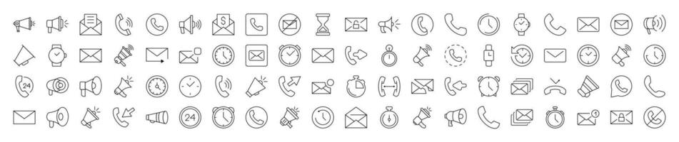 Simple Linear Icon of Contact Us and Interface. Editable Stroke. Minimalistic Linear Pictogram for Design of Cards, Apps, Banners, Posts vector