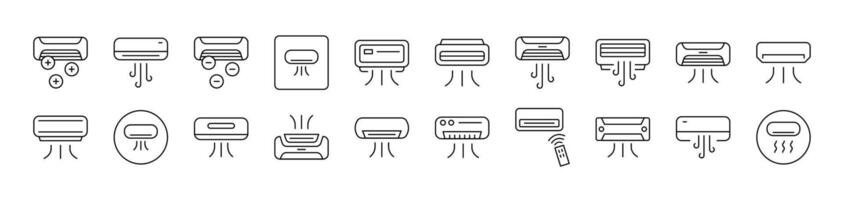 Air Conditioning Outline Simple Linear Image Collection. Editable Stroke. Suitable for Web Sites, Books, Cards, Apps vector
