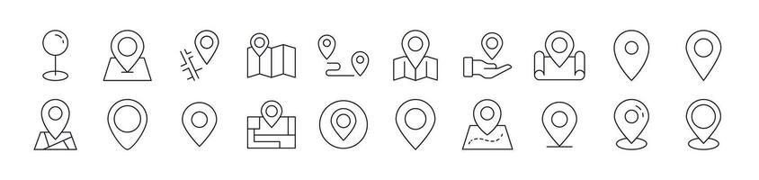 Simple Linear Icon of Map Pin. Editable Stroke. Minimalistic Linear Pictogram for Design of Cards, Apps, Banners, Posts vector