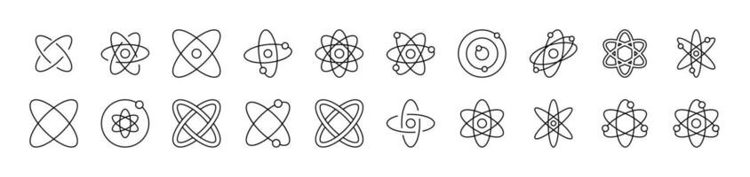 Isolated Atom, Orbit Pack of Thin Icons. Editable Stroke. Suitable for Web Sites, Books, Cards, Apps vector