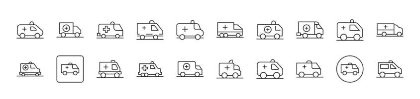 Ambulance Simple Isolated Line Icons Collection. Editable Stroke. Suitable for Web Sites, Books, Cards, Apps vector