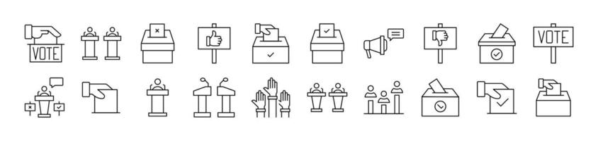 Collection of Icons of Election Drawn with Thin Line for apps, web sites, banners, infographics and other types of design vector