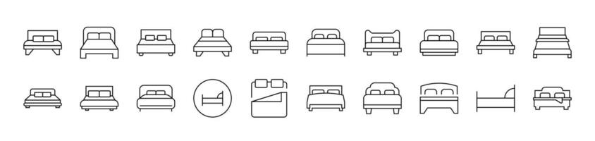 Bed Set of Thin Icons. Editable Stroke. Suitable for Web Sites, Books, Cards, Apps vector