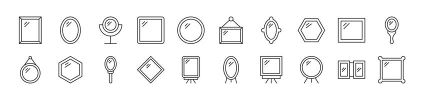Mirror Bundle of Thin Icons. Editable Stroke. Suitable for Web Sites, Books, Cards, Apps vector