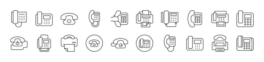 Phone and Fax Simple Isolated Line Icons Collection. Editable Stroke. Suitable for Web Sites, Books, Cards, Apps vector