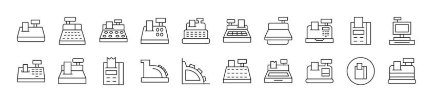 Cash Register Line Icon Pack. Editable Stroke. Minimalistic Linear Pictogram for Design of Cards, Apps, Banners, Posts vector