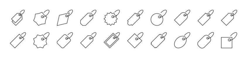 Label Line Icon Collection. Editable Stroke. Minimalistic Linear Pictogram for Design of Cards, Apps, Banners, Posts vector