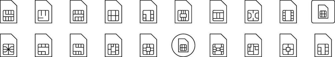 Bundle of Line Icons of Chip. Editable Stroke. Minimalistic Linear Pictogram for Design of Cards, Apps, Banners, Posts vector