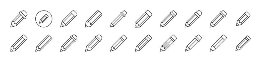 Pen and Pencils Icon Set for UI, Placards, Books, Apps. Editable Stroke. Suitable for Web Sites, Books, Cards, Apps vector