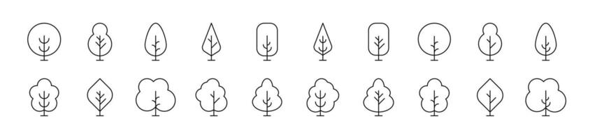 Tree and Forest Outline Simple Linear Image Collection. Editable Stroke. Suitable for Web Sites, Books, Cards, Apps vector