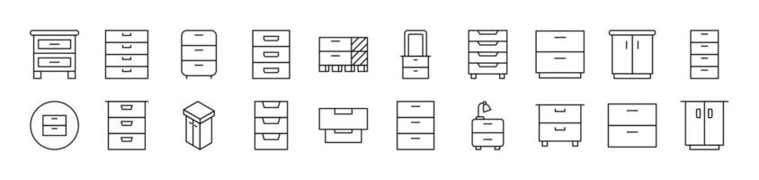 Closet Related Icon Set. Editable Stroke. Suitable for Web Sites, Books, Cards, Apps vector