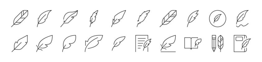 Feather Outline Simple Linear Image Collection. Editable Stroke. Suitable for Web Sites, Books, Cards, Apps vector