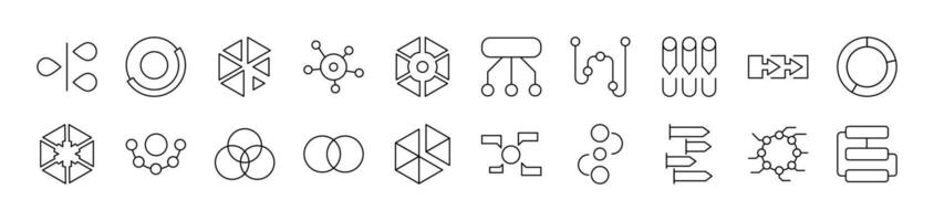 Hierarchy Simple Isolated Line Icons Collection. Editable Stroke. Suitable for Web Sites, Books, Cards, Apps vector