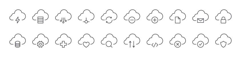 Arrows, Lock, Check etc in Cloud Store Related Image Collection. Editable Stroke. Perfect for Infographics, Articles, Books, Flyers, Banners vector
