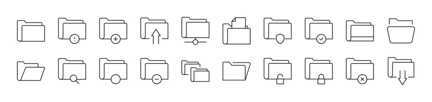 computadora carpeta paquete de Delgado iconos editable ataque. adecuado para web sitios, libros, tarjetas, aplicaciones vector