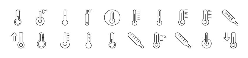 Thermometer Related Line Icons for Web Sites, Books, Cards, Apps. Editable Stroke. Suitable for Web Sites, Books, Cards, Apps vector