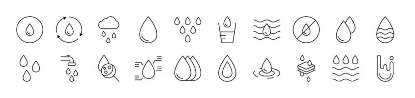 Water Icon Set for UI, Placards, Books, Apps. Editable Stroke. Suitable for Web Sites, Books, Cards, Apps vector
