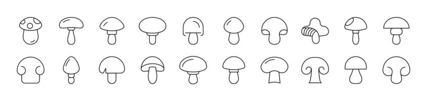Mushroom Bundle of Thin Icons. Editable Stroke. Suitable for Web Sites, Books, Cards, Apps vector