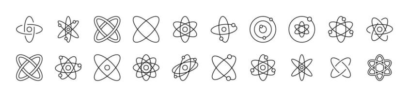 Isolated Atom, Orbit Related Icon Set. Editable Stroke. Suitable for Web Sites, Books, Cards, Apps vector