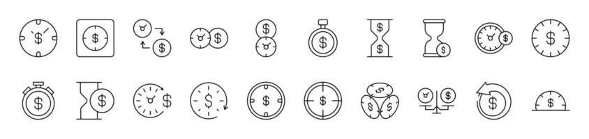 Dollar and Money Related Image Collection. Editable Stroke. Perfect for Infographics, Articles, Books, Flyers, Banners vector