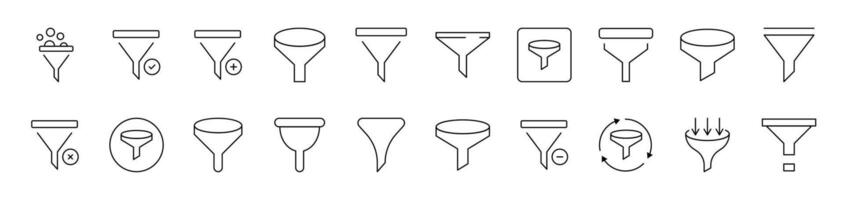 Funnel Related Image Collection. Editable Stroke. Perfect for Infographics, Articles, Books, Flyers, Banners vector