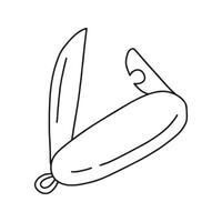 Swiss knife in doodle style. isolated on white background. vector