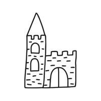Castle, fortress in doodle style. isolated on white background. vector