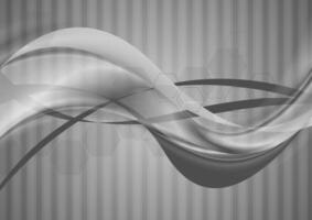 Grey abstract tech wavy background vector