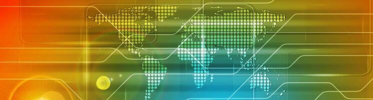 Hi-tech banner with dotted map vector