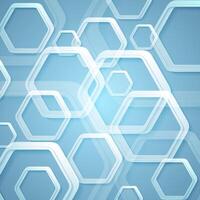 Abstract bright blue hexagons tech background vector