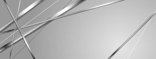 Metallic silver stripes abstract banner design vector