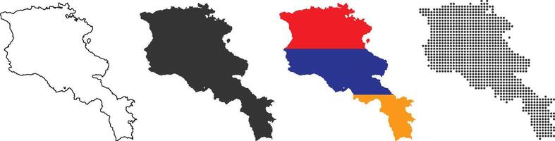 Armenia map in outline, grey, armenia flag color, dotted style vector