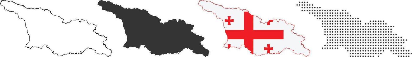 Georgia map in outline, grey, flag map, dotted style vector