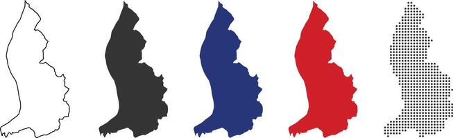 Liechtenstein map in outline, flat, dotted style vector