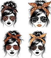 Stylish Messy Bun and Bandana Design for a Bold Look vector