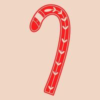 Doodle christmas candy cane.Decorative Swedish element for Christmas, New Year design. Hand-drawn illustration isolated on beige background. illustration EPS10 vector