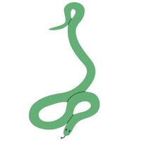 Green Snake isolated.Hand drawn colored snake.Chinese new year symbol.Year of the snake illustration for greeting card, sticker on transparent background. Hand drawn trendy illustration EPS10 vector