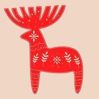 Doodle deer.Decorative Swedish element for Christmas, New Year design. Hand-drawn illustration isolated on beige background. illustration EPS10 vector