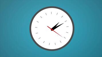 Spinning clock animation. Clock icon with moving arrows in 12 hour loop video