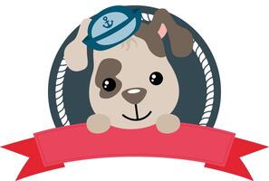 Cute sailor dog with ribbon banner vector