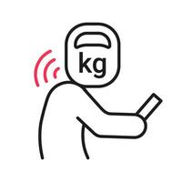 Load on neck and back when posture tilting head with phone, pain of weight, outline. Angle of bending head related to pressure on spine. Stage text neck syndrome. Improper posture, stoop. vector