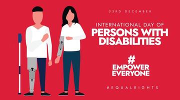 International day of persons with disabilities. 3rd December Day of persons with disabilities awareness social media banner, post with two disabled girl and boy. vector