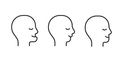 Bite normal jaw and malocclusion, face in profile set line. Dental problem. Wrong bite, lower jaw extended forward and retracted. Bite correction. illustration vector