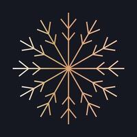 Christmas snowflake illustration. Gradient gold snowflake with a symmetrical, minimalist design on a dark background. Perfect for holiday decorations, cards, and winter themes. vector