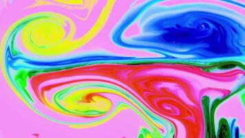 Abstract Infinite Color Loops And Explosions Hypnotizing in Detailed Surface Colorful Paint Spreads. video