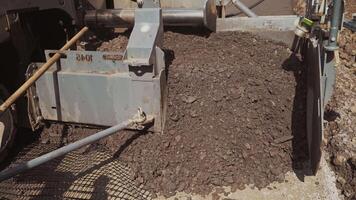 Laying new asphalt on road. Laying the next layer of asphalt in the construction of a new road video