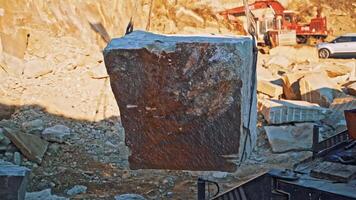 Machinery in quarry of marble extraction video